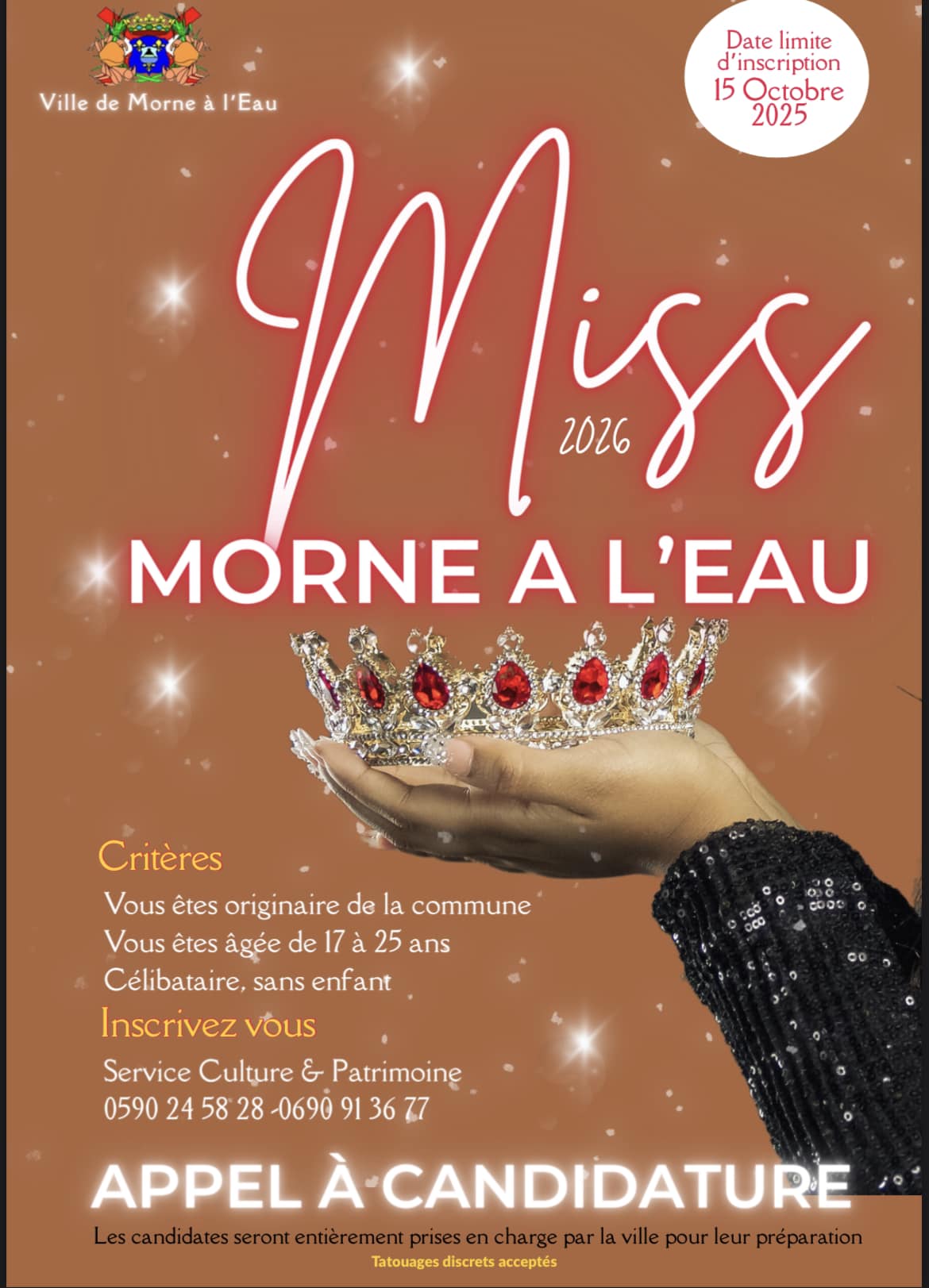 Appel candidature Miss Morne à l'Eau 2025